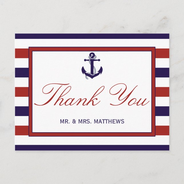Carte Postale La collection de Mariages d'Ancres nautiques Red & (Devant)