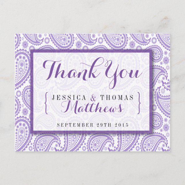 Carte Postale La collection Mariage moderne Paisley - Purple (Devant)