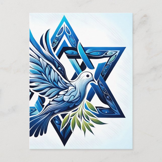 Carte Postale La colombe bleue et l'étoile de David Peace (Devant)
