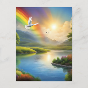 Carte Postale La colombe survole un paysage serein