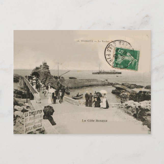 Carte Postale La Côte Basque BIARRITZ La Rocher réplique 1909 (Devant)