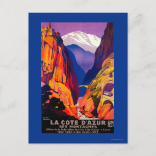 Carte Postale La Côte d'Azur Poster Vintage Europe 2