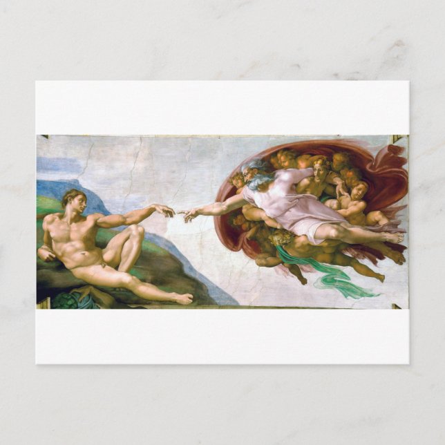 Carte Postale La création d'Adam, Michel-Ange, 1508-1512 (Devant)