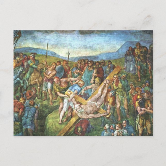 Carte Postale La Crucifixion de Saint Pierre par Michelangelo Po (Devant)