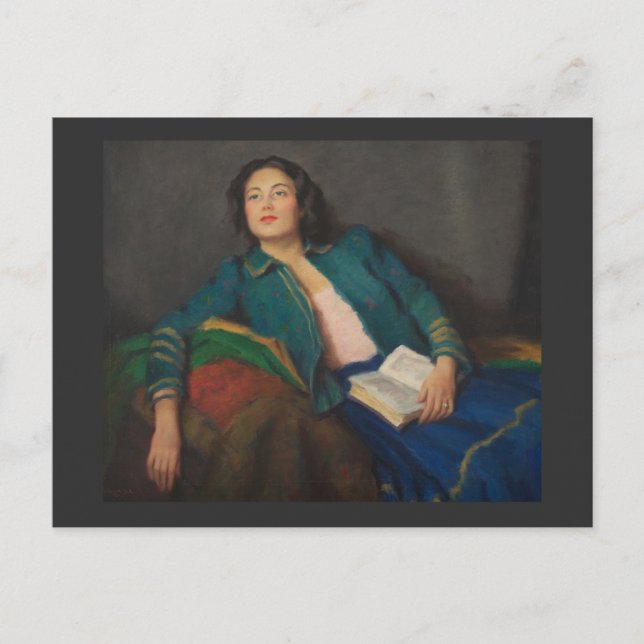 Carte Postale La dame avec le livre (Devant)