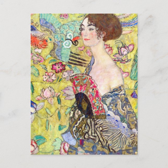 Carte Postale La Dame Avec Peinture De Ventilateur (Devant)