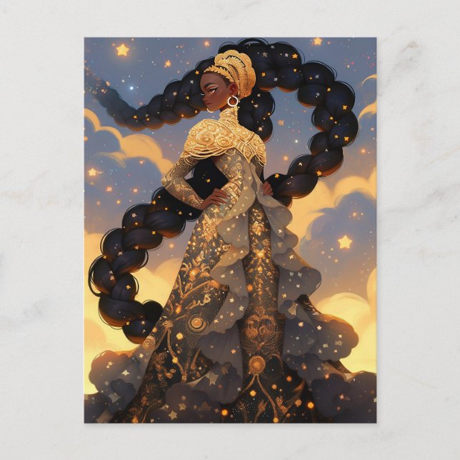 Carte Postale La Dame Cosmique Art Imaginaire Africain Américain (Devant)
