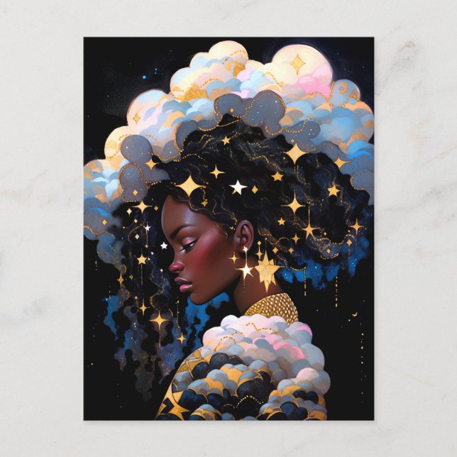 Carte Postale La Dame Cosmique Art Imaginaire Africain Américain (Devant)