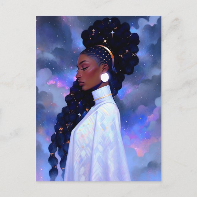Carte Postale La Dame Cosmique Art Imaginaire Africain Américain (Devant)