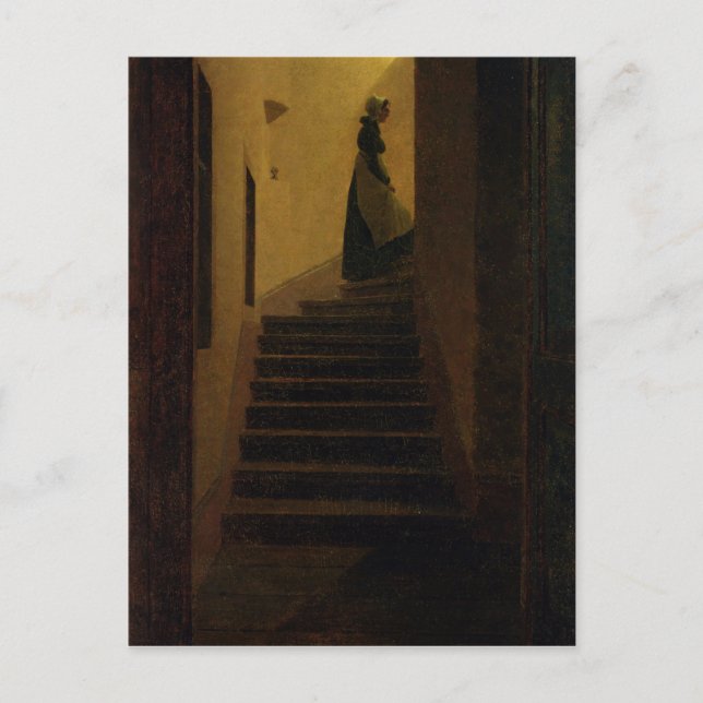 Carte Postale La dame dans l'escalier (Devant)