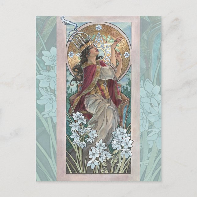 Carte Postale La Dame de Décembre Art Nouveau Série de pierres d (Devant)