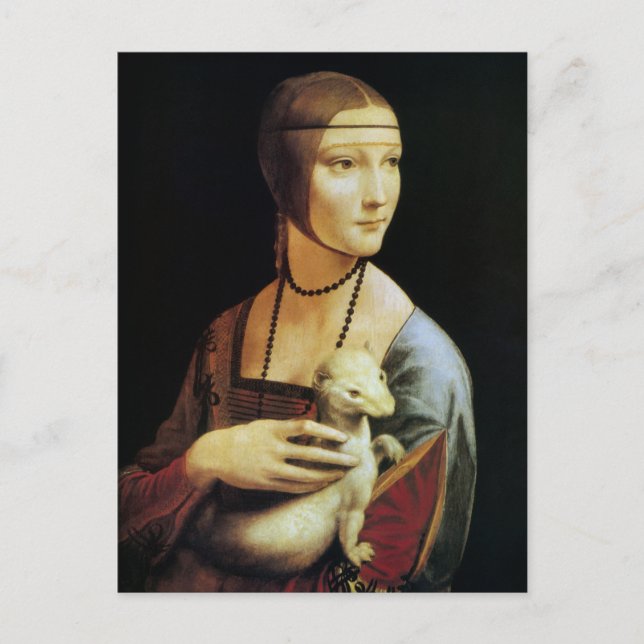 Carte Postale La Dame de Léonard de Vinci avec une mine (Devant)