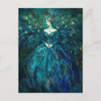 La dame en robe de paon bleu