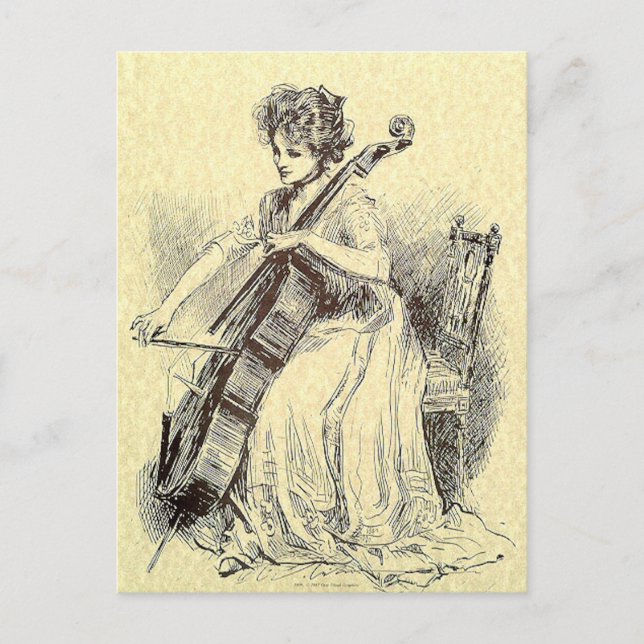 Carte Postale La Dame Jouant Au Cello (Devant)
