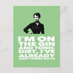 Carte Postale la dame vintage Gin and Tonic Diet