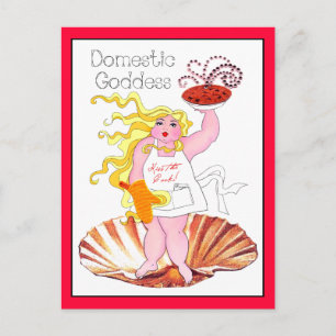 Carte Postale "La déesse domestique" - Embrasse la cuisinière !