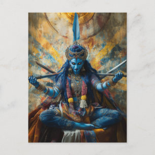 Carte Postale La déesse Maa Kali Portrait hindou Abstrait coloré
