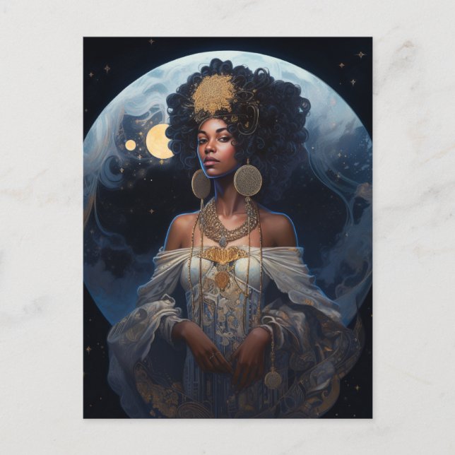 Carte Postale La déesse noire afro-américaine de la lune Queen I (Devant)