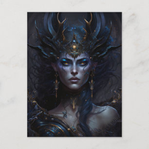Carte Postale La déesse noire Queen Imaginaire Art