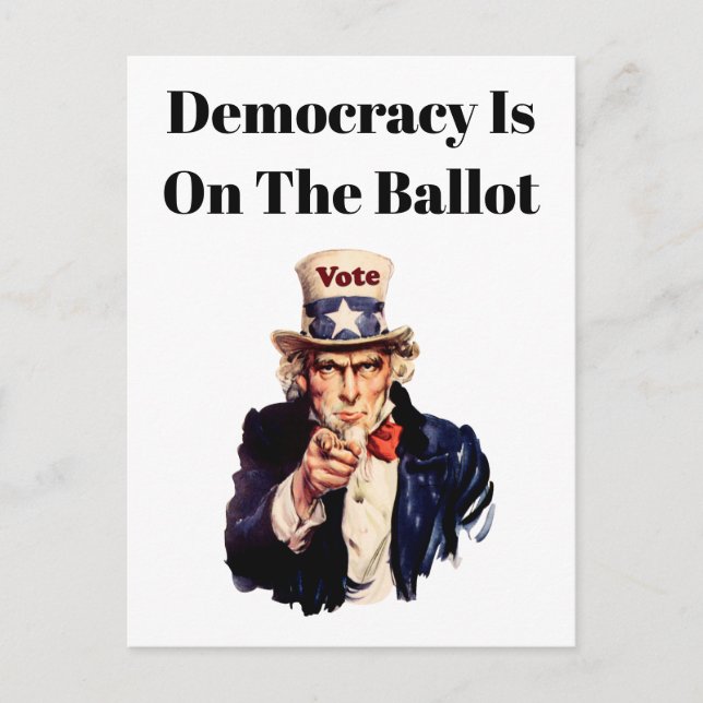 Carte Postale La démocratie est sur le bulletin de vote 2026 (Devant)