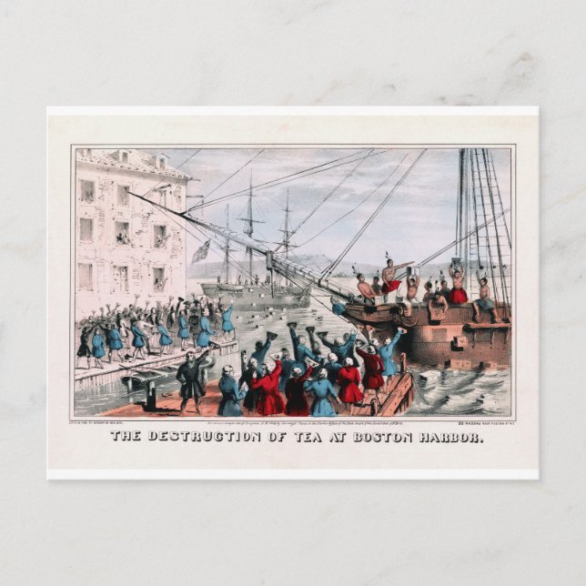 Carte Postale La destruction du thé dans le port de Boston (Devant)