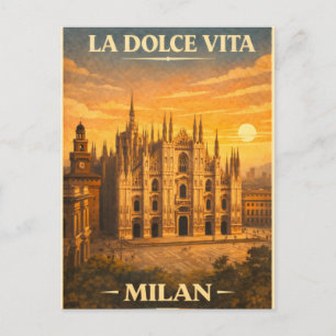 Carte Postale La Dolce Vita - Affiche de voyage vintage de Milan