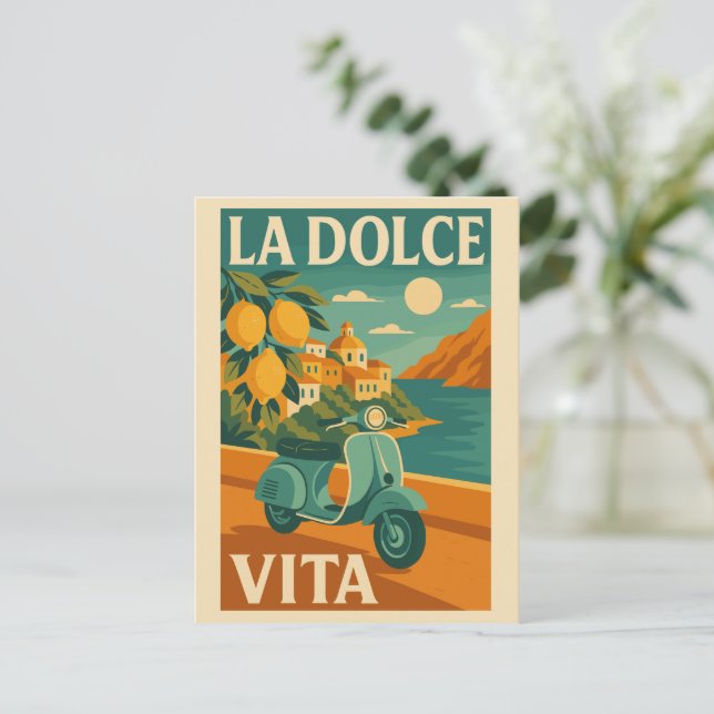 Carte Postale La Dolce Vita - Retro Voyage de la côte italienne (Debout devant)
