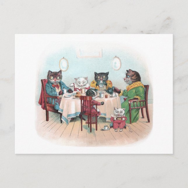 Carte Postale La famille Cat s'assoit au petit-déjeuner (Devant)