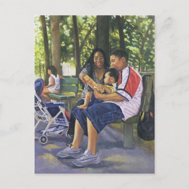 Carte Postale La famille dans le parc 1999 (Devant)