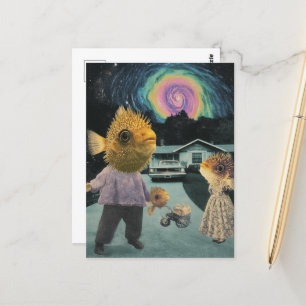 Carte Postale La famille des poissons stupides et surréalistes