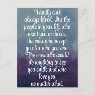 Carte Postale La famille n'est pas toujours une citation de sang