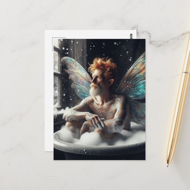 Carte Postale La Fée De Bain (Devant/Arrière en situation)