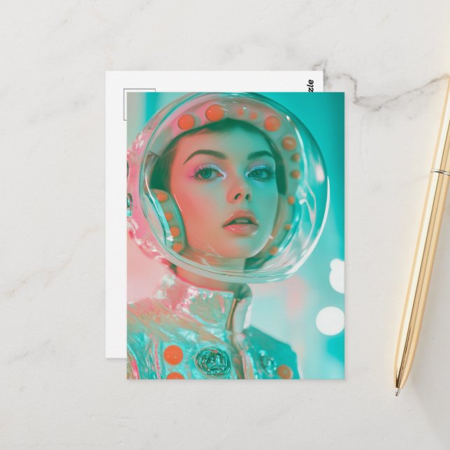 Carte Postale La femme astronaute (Devant/Arrière en situation)