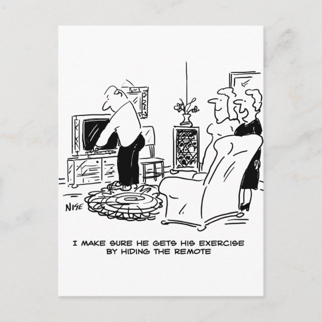 Carte Postale La femme cache la télécommande (Devant)