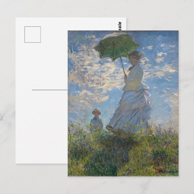 Carte Postale La femme de Monet avec parasol, Paysage impression (Devant / Derrière)