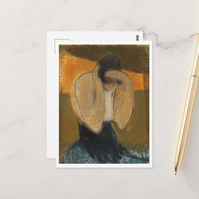 Carte Postale La femme Gipsy, Helene Schjerfbeck (Devant/Arrière en situation)