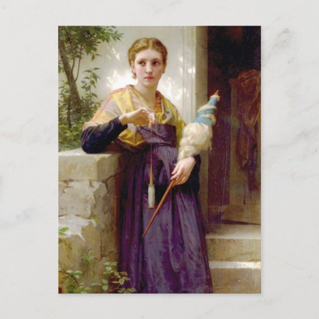 Carte Postale La Fileuse, William-Adolphe Bouguereau (Devant)