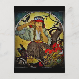 Carte Postale La fille avec Raven Moravian professeur chorale