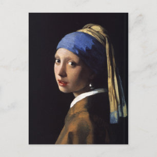 Carte Postale La fille de Johannes Vermeer avec une oreille perl