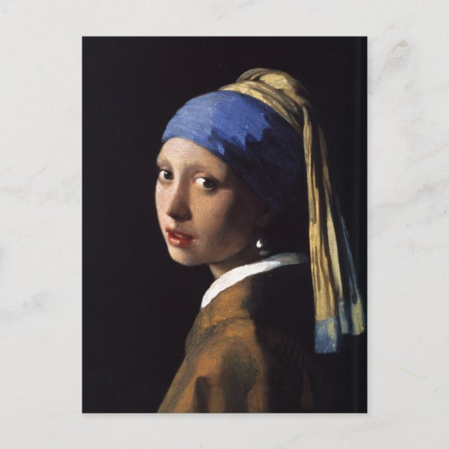 Carte Postale La fille de Johannes Vermeer avec une oreille perl (Devant)