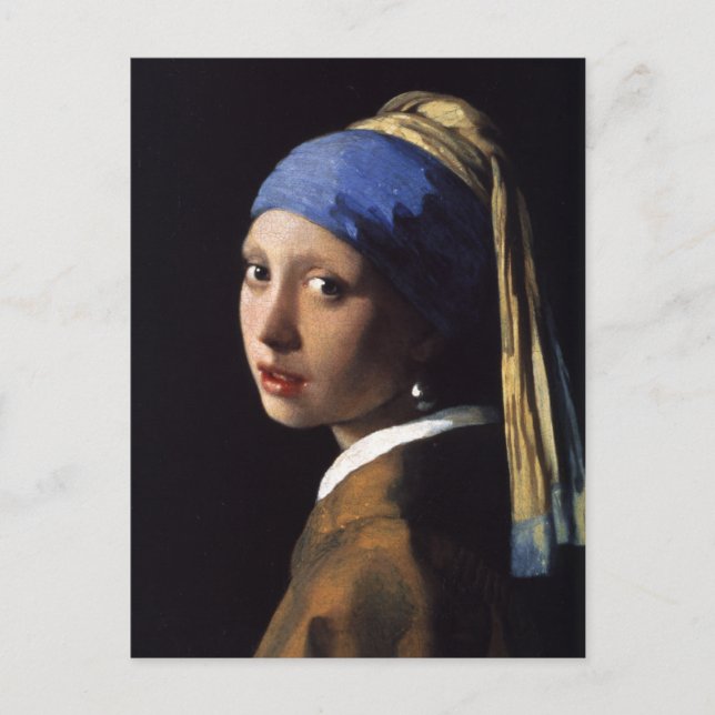 Carte Postale La fille de Johannes Vermeer avec une oreille perl (Devant)