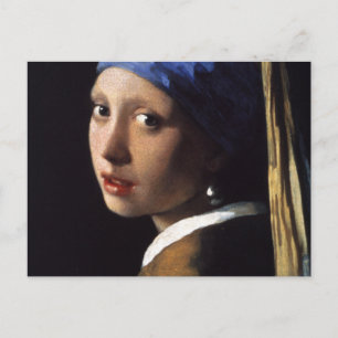 Carte Postale La fille de Johannes Vermeer avec une oreille perl