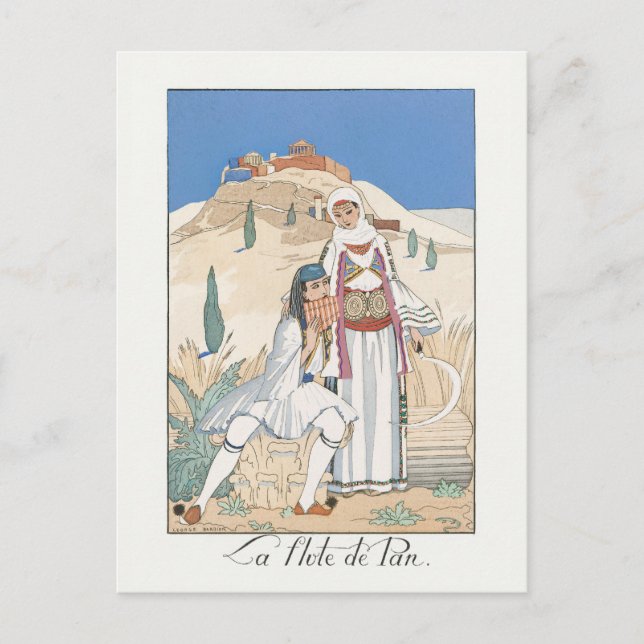 Carte Postale La flûte de Pan par George Barbier (1923) (Devant)