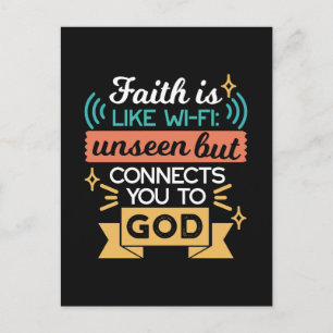 Carte Postale La foi est comme le WiFi Citation chrétienne drôle