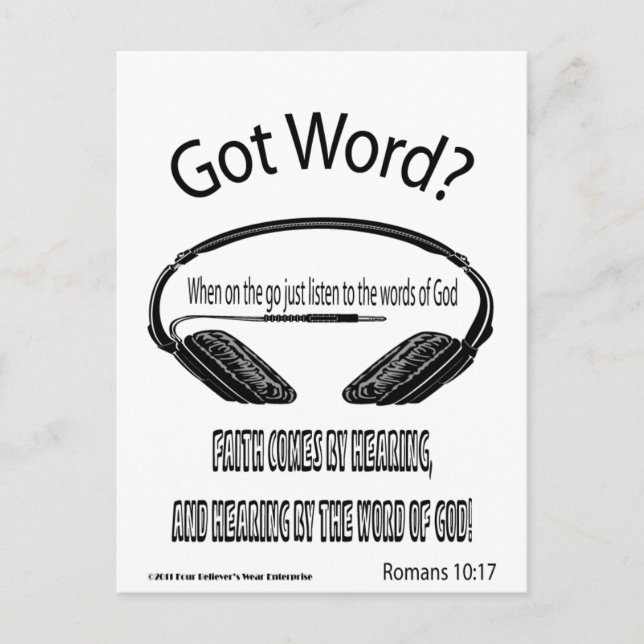 Carte Postale La foi vient en écoutant Design (Avez-vous des mot (Devant)