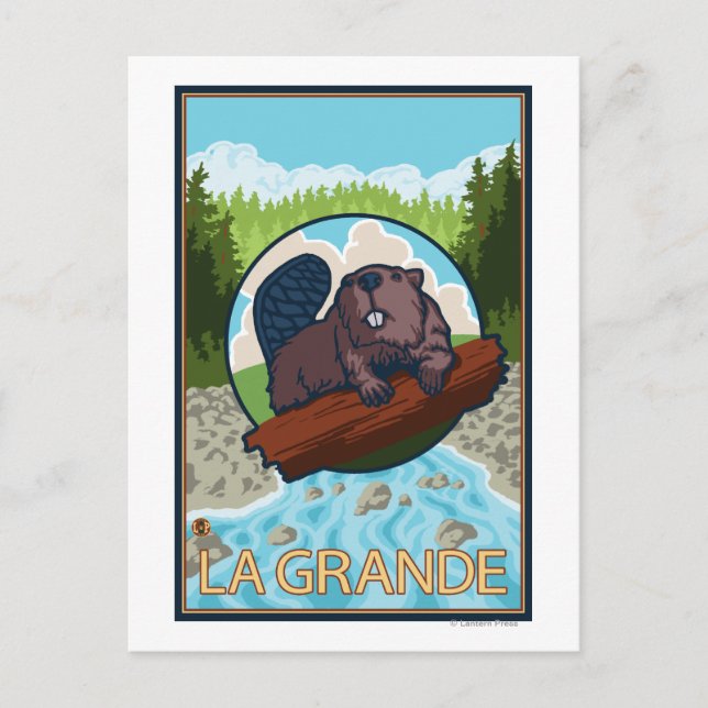 Carte Postale La Grande, OregonCastor et Arbres (Devant)