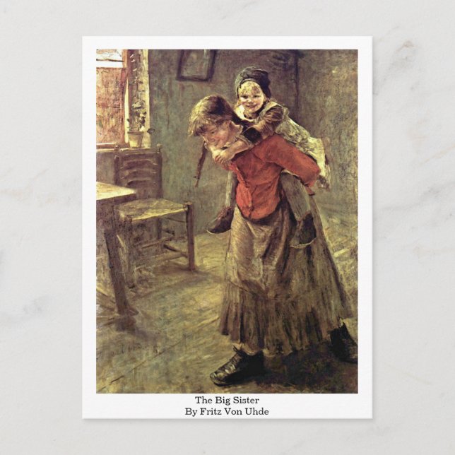 Carte Postale La Grande Sœur de Fritz Von Uhde (Devant)