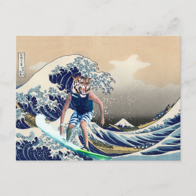 Carte Postale La Grande vague au large de Kanagawa Tiger Surfer (Devant)