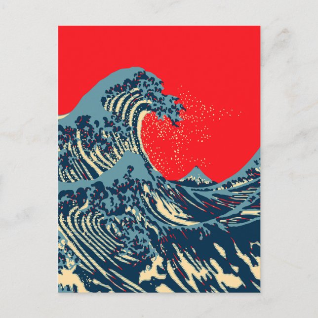 Carte Postale La Grande vague Hokusai dans le style art de l'esp (Devant)