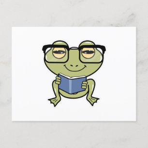 Carte Postale La grenouille comme Étudiante avec livre
